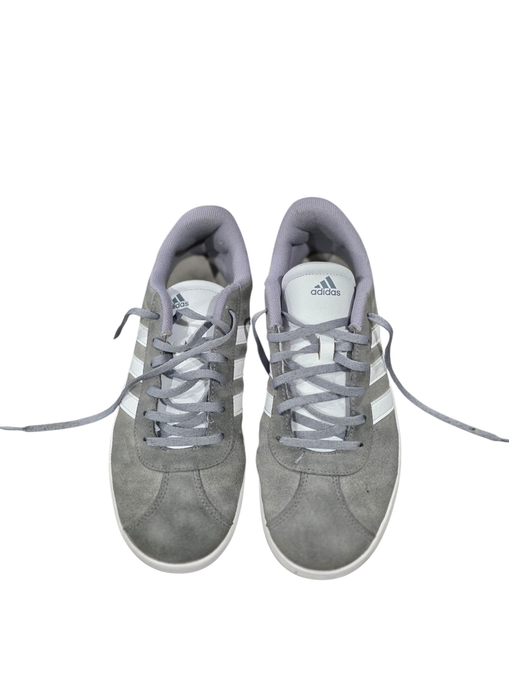 Adidas Gray Suede Sneakers with White Stripes